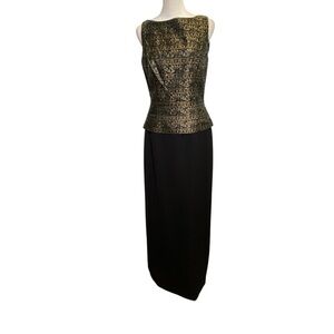 Marie St. Claire Women's Size 6 Black and Gold Elegant Formal Cocktail Gown